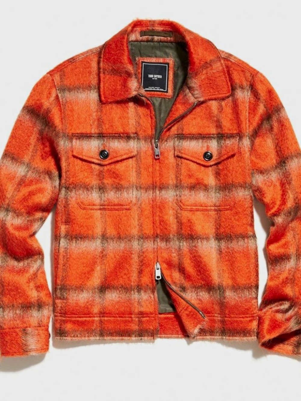 Todd Snyder Brushed Wool jacket in Orange Plaid Medium